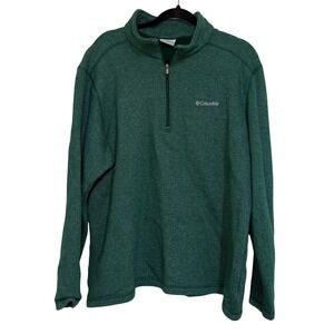 Columbia Green Heathered Fleece 1/4 Zip Pullover Sweatshirt‎ Women's XL Gorpcore